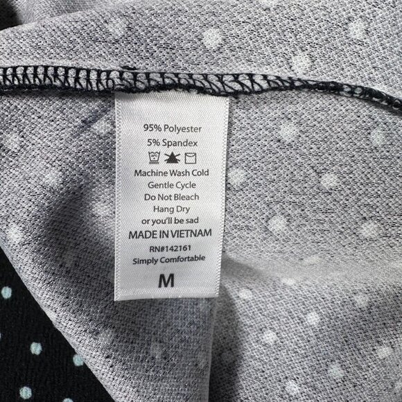 LuLaRoe Cassie Pencil Skirt Black Blue Polka Dot Color Block Dipped Medium M LLR - Picture 3 of 5